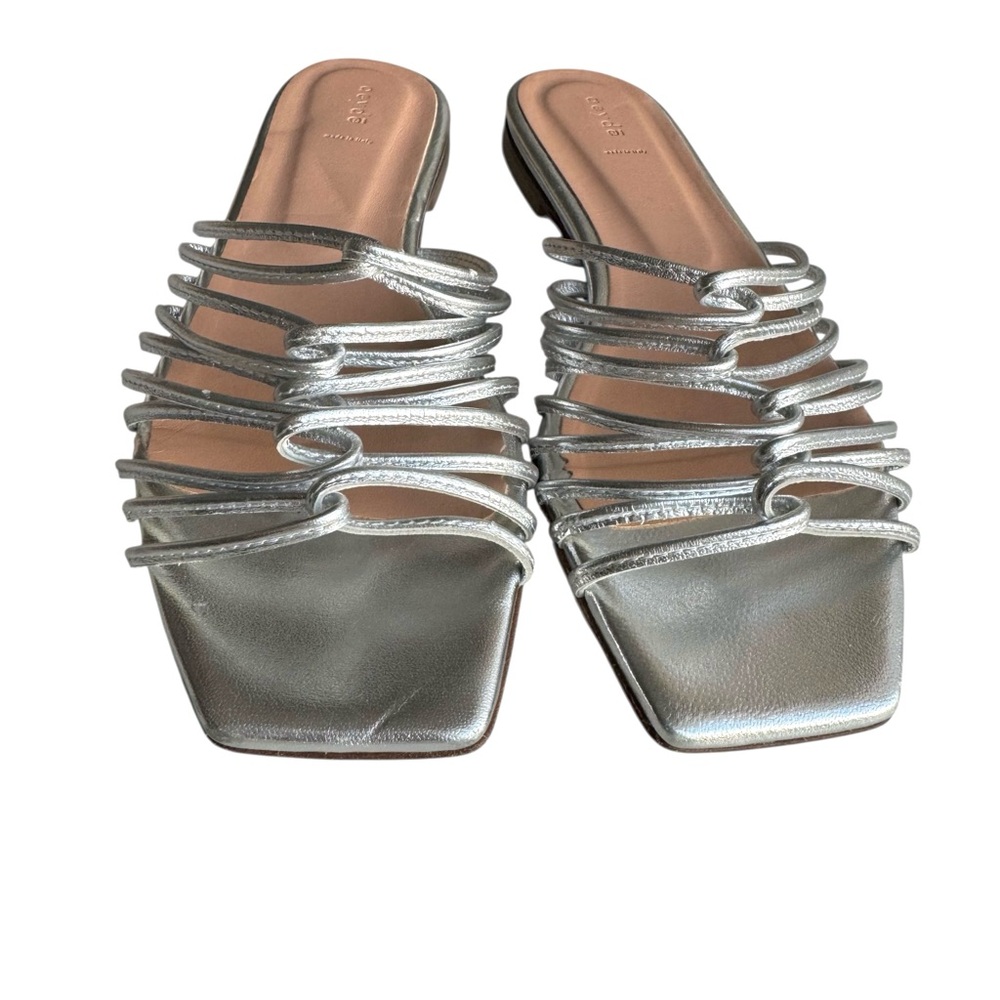🆕 Aeyde Strappy Sandals Silver Leather - Picture 6 of 11